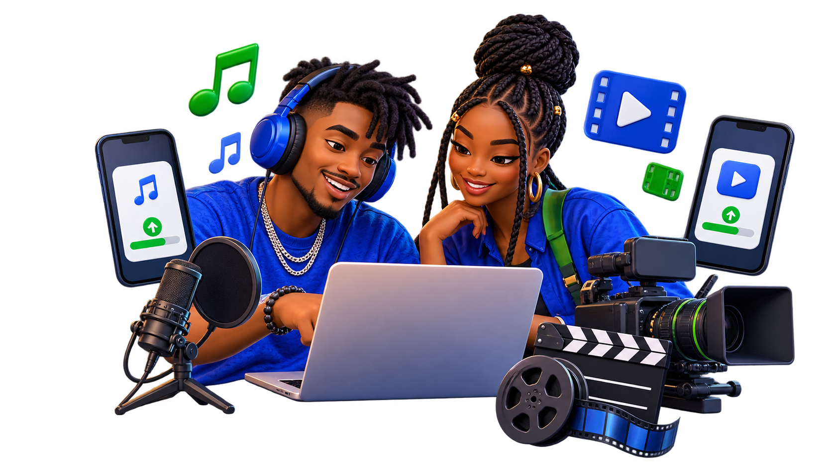 A musician and filmmaker preparing their work for upload
